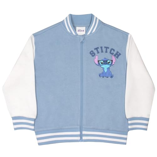 Image of Disney Lilo and Stitch Girls Bomber Jacket, Stitch Name Fleece Zip-Up Varsity Jacket for Kids