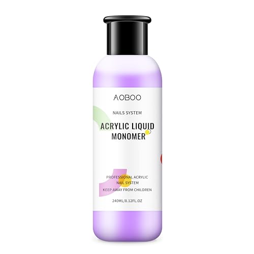 AOBOO 240ML Acrylic Monomer Liquid Nail Liquid Monomer Acrylic Nail Extension Art Builder for Acrylic Powder Home Use 8Fl.Oz