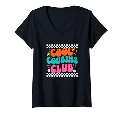 Mujer Cool Cousins Club Cousin Matching Crew Retro Family Squad Camiseta Cuello V