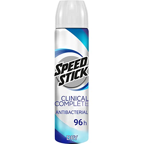Men Speed Stick Antitranspirante Clinical Complete Dry en Aerosol 150 ml. Fórmula que Brinda 96 Horas de Protección contra el Mal Olor. Elimina el 99.9% de...