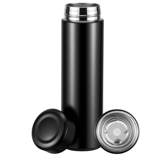 Lizhluzh 17oz Stainless Steel Water Bottles, Slim Water Bottle, Thermo Water Bottle, Insulated Water Bottle Keep Hot for 12 Hrs, Cold for 24 Hrs for Coffee, Drinks(Black)