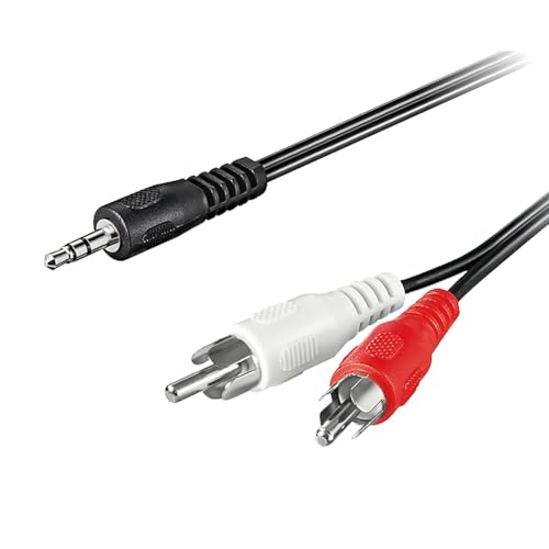 goobay 50780 Klinke auf Cinch Kabel 15m &ndash; 3,5 mm Stereo Klinkenstecker (3-polig TRS) auf 2x RCA/Cinch Stecker (rot/wei&szlig;) &ndash; AUX Audiokabel f&uuml;r Verst&auml;rker, HiFi, Receiver &ndash; analog