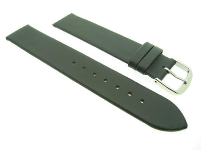 Bracelet en cuir Binz noir 20 mm XL pour montre classique