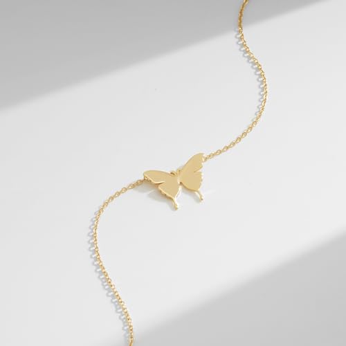 VACRONA Gold Dainty Butterfly Necklaces 18K Gold Plated Choker Necklace Delicate Long Gold Chain Necklaces Jewelry Gift for Women4