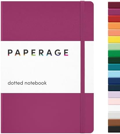 PAPERAGE Dotted Journal Notebook, (Raspberry), 160 Pages, Medium ...