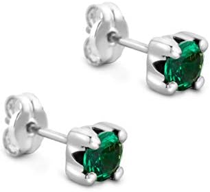 Orovi Gold Stud Earrings for Women - Solid 9k /375 White/Yellow Gold - Saphire/Emerald/Ruby/Cubic Zirconia Earrings - Hypoallergenic Earrings
