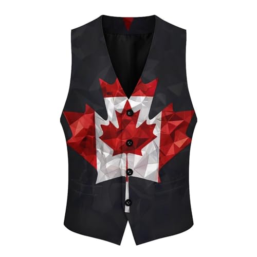Canada Flag Diamond Novelty Men's Suit Vest Casual Formal Dress Vests Business Waistcoat3