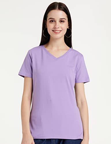 Image of Amazon Brand - Symbol Women Cotton Stretch Regular Fit V Neck Half Sleeve T-Shirt (Available in Plus Sizes)