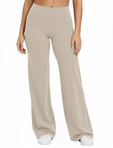 Straight Leg Yoga Pants for Women Wide Leg High Waist Stretch Soft Flared Workout Leggings