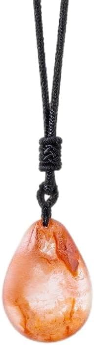 Natural Snowflake Phantom Quartz Teardrop Pendant – 1.4 Inches Healing Crystal Necklace with Handwoven Cord for Energy Balance