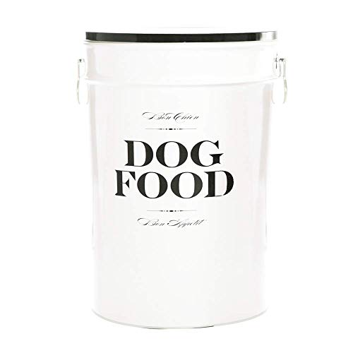 Harry Barker Bon Chien Dog Food Storage Canister – Medium 6.5 gallons, Airtight Stainless Steel Pet Food Container, Stylish Kitchen Counter Dog Kibble Storage with Easy-Open Lid - White by Harry Barker - Used condition - US$46.90