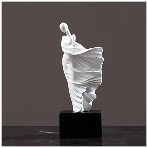 Statue Decoration Interieur Blanche, Sculpture en Resine Femme, Sculptures Décor À La Maison Blanc Moderne Art Abstrait Femmes dans Le Vent Décorations pour Chambre Étagères Bureau Meuble TV Salle Cover