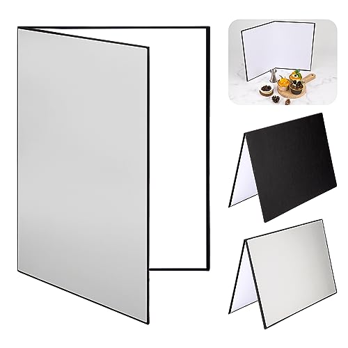 3 en 1 Réflecteur de Lumière A3 Réflecteur de Carte Réflecteur Pliable de Table pour Photo Produit Photographie d'aliments 42 * 29cm (Argent/Noir/Blanc)