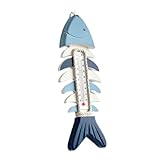 Ciieeo Simuliertes Fischgrätenthermometer Fisch Wanddekoration Rustikales Nautisches Fisch Ornament Windspiel Strandthema Hängende Dekoration Nautisches
