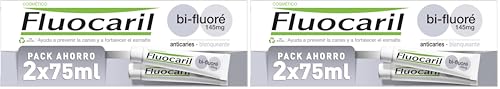 Fluocaril Bi-Fluoré 145 mg Pasta Dentífrica Anticaries Blanqueante Esmalte Reforzado, Dientes Fuertes, Eficacia Clínicamente Probada, Dientes Blancos Pack de 2x75 ml (Paquete de 2)