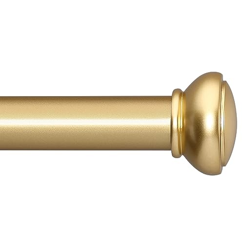 Image of SIMEWIN Gold Curtain Rods for Windows 28 to 88 Inches Adjustable 1 Inch Diameter Decorative Single Window Curtain Rod Set with Rounded Cap design Finials,Gold