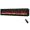 Kentsky 88 inches Electric Fireplace Inserts, Recessed and Wall Mounted Fireplace Heater, Linear Fireplace w/Thermostat, Remote & Touch Screen, Multicolor Flame, Timer, Log & Crystal, 750W/1500W