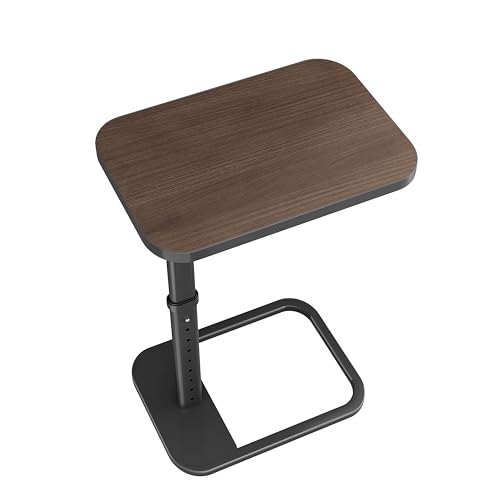 Image of Kitstorack TV Tray Table, Adjustable Height & Rounded Metal Corners, Snack Table for Couch, Sofa, Bed, Chair, Living Room, C Shaped End Side Table for Eating, Dinner or Laptop, Small Spaces, Espresso