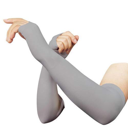 MAGIC women's and Wowomen's Hand Cover Thumbhole Arm Sleves (Grey,free size)-image-26
