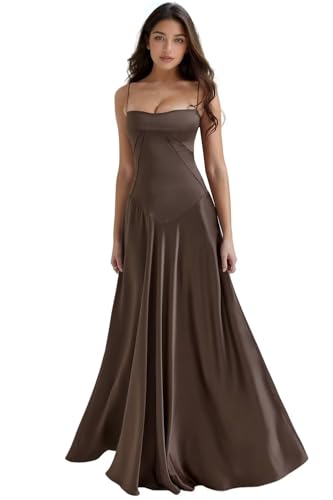 Floral Maxi Dress Long Spaghetti Strap Formal Drop Waist Dress for Women Graduation NA132