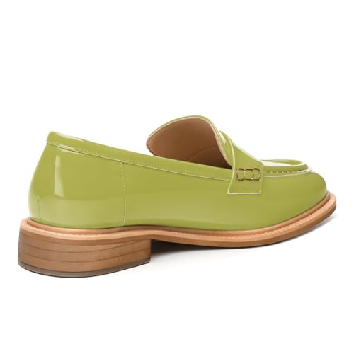 Image of JUSTDANNI Loafers for Women Slip On Shoes with Round Toe 1.2-Inch Low Chunky Block Heel Patent Comfortable Casual Dress Pump Shoes for Wedding Party Work Shopping Dating
