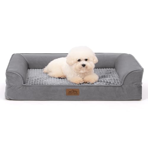 Orthopädisches Hundebett für kleine Hunde, wasserdichtes Hundesofa mit Seiten, stützendes Schaumstoff-Haustier-Couch-Bett mit abnehmbarem, waschbarem Bezug, wasserdichtes Futter und rutschfeste