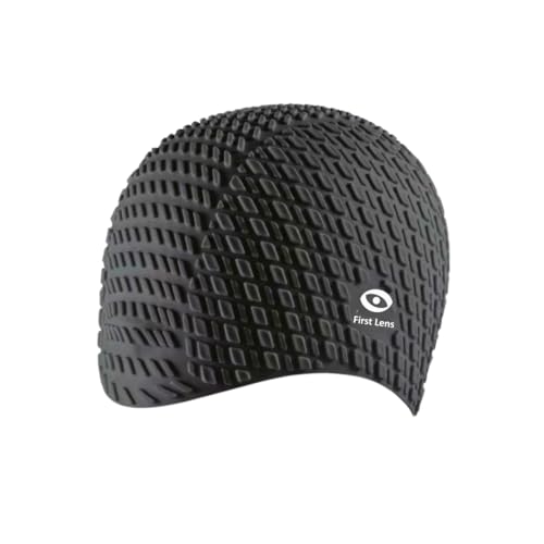 Image of First Lens Squre Swimming Cap for Men & Women - Black - SC10