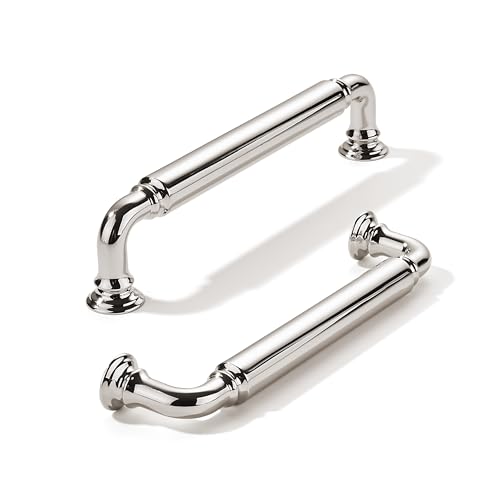 khtumeware 10-Pack Polished Nickel Heavy-Duty Solid Cabinet Pulls 5 Inch (128mm) Hole Center Drawer Pulls Cabinet Hardware Suitable for Kitchen Cabinets Bathrooms and Dressers