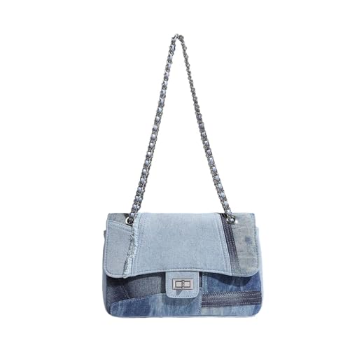 Trendy Denim Shoulder Bag for Women, Ladies Designer Purses, Medium Flap Crossbody Handbag, Women Retro Fashion Purse