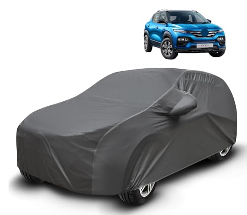 Image of Auto Hub Waterproof Car Cover Compatible with Kiger with Mirror Pockets, Soft Cotton Lining, Kiger Car Cover Waterproof, Grey