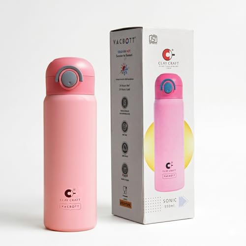 Image of Clay Craft Vacbott Sonic Pro Double Wall|18 Hours Hot and 24 Hours Cold Water Bottle Vacuum Insulated Flask Bottle|550ml, 1Pcs, Bottle for Home, Office|BPA-Free|BIS Certified|1Year Limited Warranty