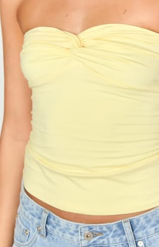 BAIGRAM Women Twist Knot Front Crop Tube Tops Sexy Summer Bandeau Cute Y2K Strapless Tank Top Going Out Teens Shirts4