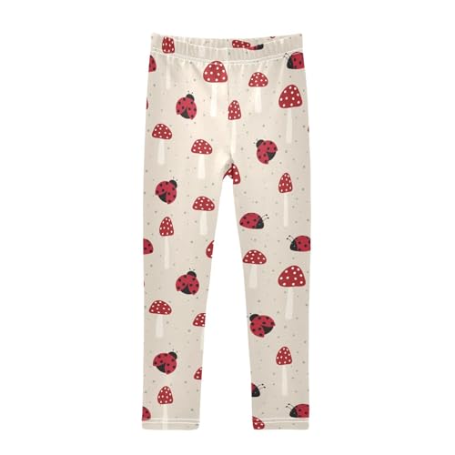 ZZKKO Girls Leggings Cute Ladybird and Mushroom Toddler Girls Clothes Leggings for Girls Toddler Girls Leggings 3-4T