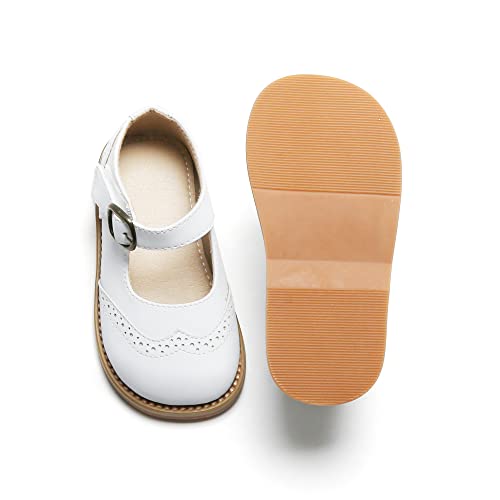 Kiderence Girls Flat Dress Shoes School Oxfords Marry Jane White Shoe(Toddler/Little Kids) F670 White - 7M #TOP6