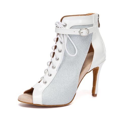 Chaussures de danse latines anti-douleur à lacets et semelle velours