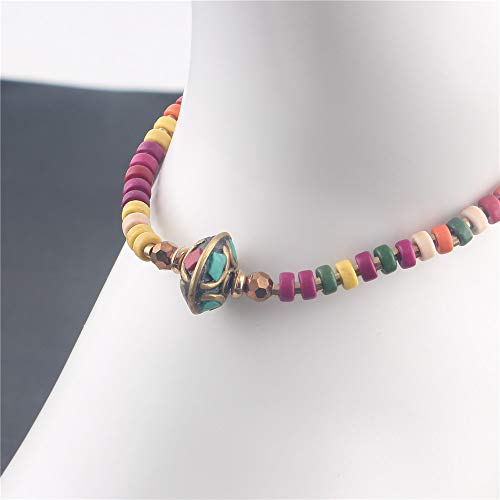 Image of kelistom Bohemian Ankle Bracelets for Women Handmade Natural Stone Beaded Chain Anklet