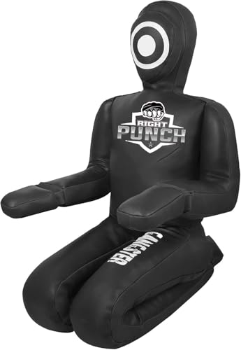 Right Punch MMA BJJ Judo Training Grappling Dummy (Unfilled) PU Leather Dummy Design-Kneeling Pose
