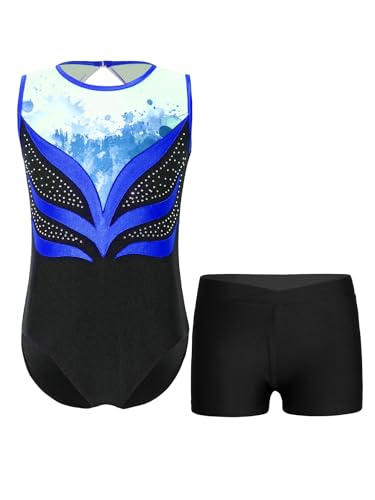 Unitard sport bleu filles dPois short gym vêtement athlétisme enfant 7-8 ans