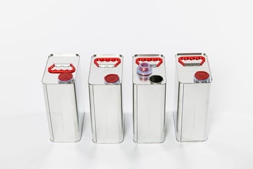 Image of 4 Pack F-Style 1 Gallon Metal Cans - Made in the USA with US Steel, Empty, UN Certified, US DOT, Heavy Duty, Childproof, Hazardous Materials, Jugs, Fluids, Solvents, Chemicals, Paints, Oil, Recyclable