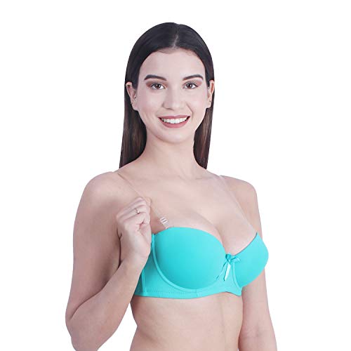 Image of Brachy Women Cotton Nylon Spandex Padded Underwire Strapless Backless Invisible Clear Transparent Back Push up Bra with (Free Extra Transparent Strap)