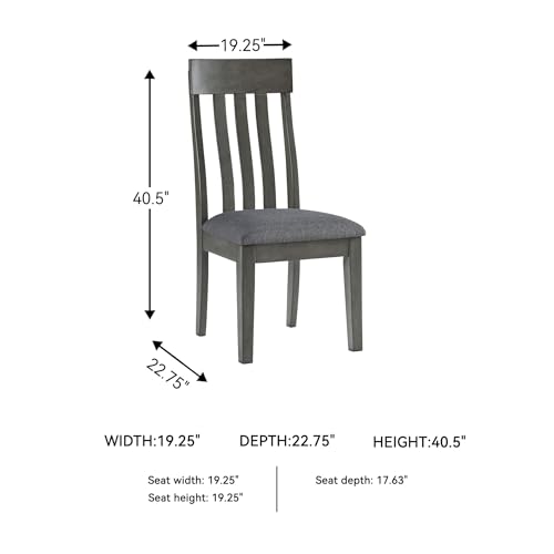 Image of Signature Design by Ashley Hallanden Contemporary Dining Upholstered Side Chair, Set of 2, Armless, Comb Back Design, Wood Frame, Gray