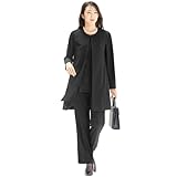 [アッドルージュ] 喪服 レディース ブラックフォーマル パンツ 洗える 礼服 大きいサイズ 上下セット セットアップ ロングジャケット ゆったり 体型カバー 【m5393】 13号ABR