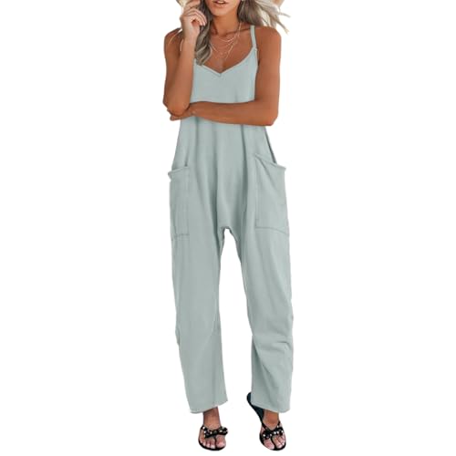 One Piece Jumpsuits for women V Neck Sleeveless Loose Fit overalls Spaghetti Strap Harem Long Pants with Pockets - Image 4