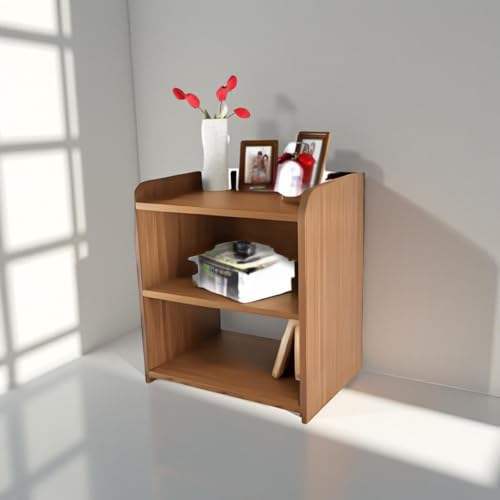 Image of MATTERHORN Engineered Wood Bedside Table, End Table, with Shelfs for Storage (DIY, 53 x 43 x 25cm,MOBT-93102 Almond Beige)