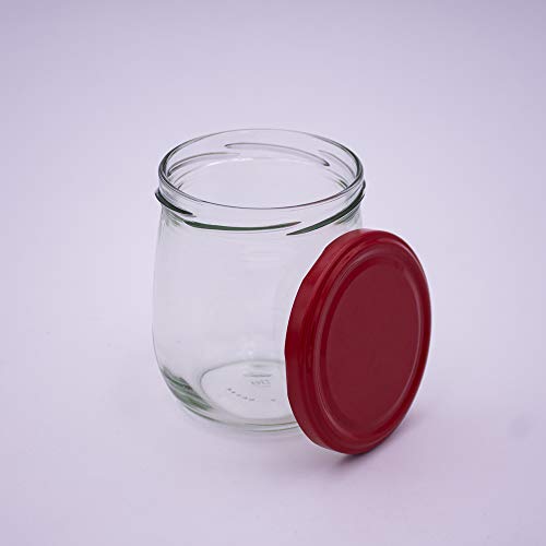 Flaschenbauer 417ml Premium Einmachgläser, 16 x Vielseitige Konservengläser mit Praktischem TO82 Twist-Off Deckel - Perfekt für Marmeladen, Honig, Obst, Gemüse - Diverse Farben & Sets - Dunkelrot – Bild 3
