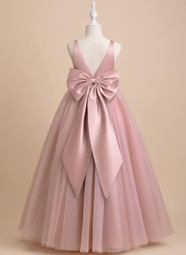 Flower Girl Dress for Wedding Tutu Tulle Cute Girls Party Dress Kids Ball Gown Pageant Dress Dusty Rose White Size 2-83