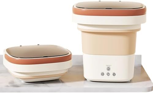 Portable Mini Travel Washing Machine - Foldable Design with Dehydration Basket for Quick Underwear and Small Item Washing - Ideal for Home and Travel (Purple)