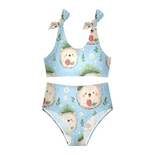 Wusikd Cute Hedgehog Girls Swimsuits Two Piece Green Leaf Swimwear Bikini Set for for Girls Size 3T3