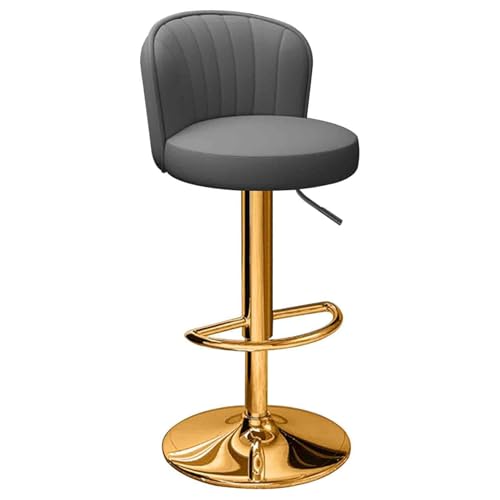 , Silla de bar de PU, taburete giratorio de altura ajustable, trona con respaldo y patas doradas, silla de comedor sin brazos, silla de recepción de hotel, silla de bar giratoria de 360 grados