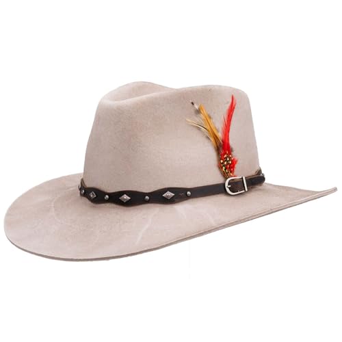 Outback Trading Unisex Troubadour Durable UPF 50 Sun Protection Outdoor Classic Western Cowboy Wool Felt Hat w/Sateen Lining, Silverbelly, 7 1/4